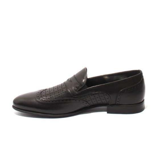 ROBERTO SERPENTINI 44926 Black Leather Slip On Oxfords Shoes main image 4